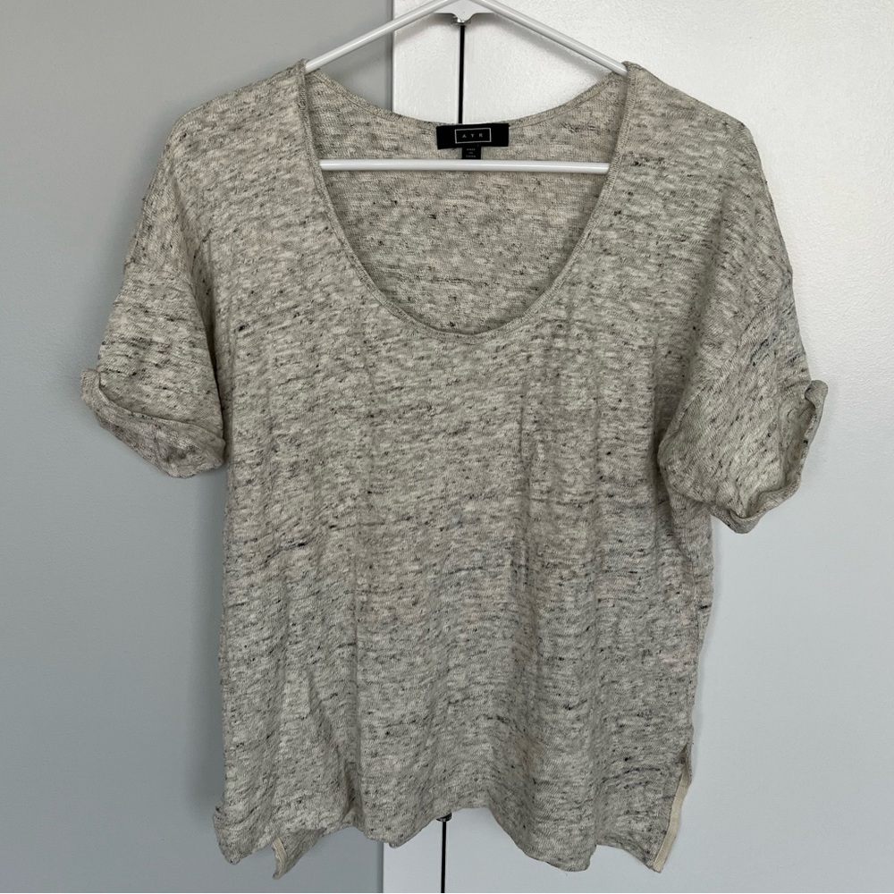 AYR Gray Knit Top Short Sleeve Sweater Tee Size M